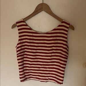 Striped Red and Cream Sleeveless Women's Top